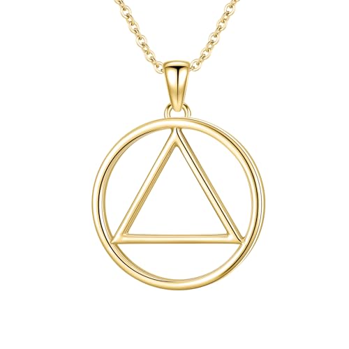 Sobriety Gift 925 Sterling Silver Alcoholics Anonymous Necklace AA Recovery Symbol Sobriety Alcoholics Anonymous Gifts for Women Men