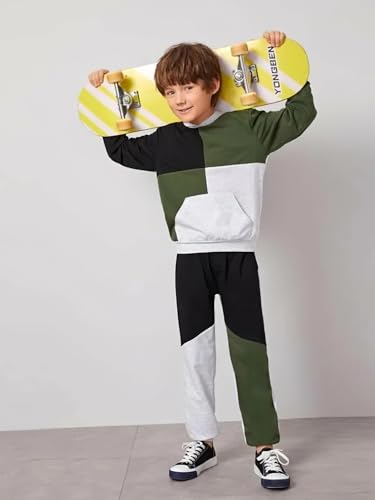Image of 2-6T Toddler Baby Boy Clothes Color Blocking Hoodies + Pants Fall Winter Outfits