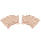 TOGEVAL Zehensocken Damen 4 Paar Baumwollsocken mit Vorfußstützpolster Atmungsaktive Peeptoe Socken für Yoga und Fitnesssport Halbe Unsichtbare Socken Beige