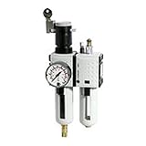 0-2,5 bar Manometeranzeige RIEGLER FU 616-2 FUTURA Wartungseinheit zweiteilig mit Polycarbonatbehälter, Schutzkorb und Manometer, Vollautomatisch, Baugröße 4, 0,1-2 bar, G 1\