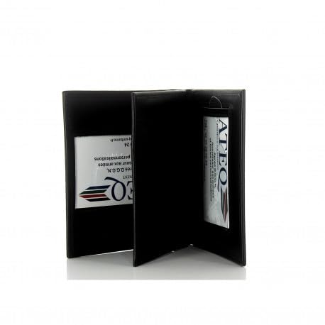 Porte‑Carte 3 Volets – Cuir véritable Noir – Ouverture Horizontale – Emplacements pour...