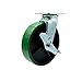 Polyurethane on Cast Iron Swivel Top Plate Caster w/Maintenance Free Bearings & 8" x 2" Green Wheel & Top Lock Brake - 1250 lbs Capacity/Caster - Service Caster Brand