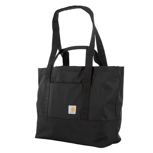 Carhartt Classic Vertical Open Tote Bag, Durable Water Repellent Material W/Hand and Shoulder Straps, Black, 32L