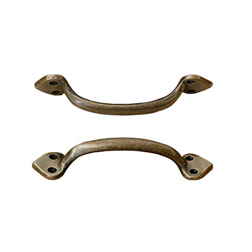 Tiazza 2Pcs Vintage Antique Brass Handle Wardrobe Window Drawer Pure Brass Pulls, Antique Bronze, 13x3cm - Image 2