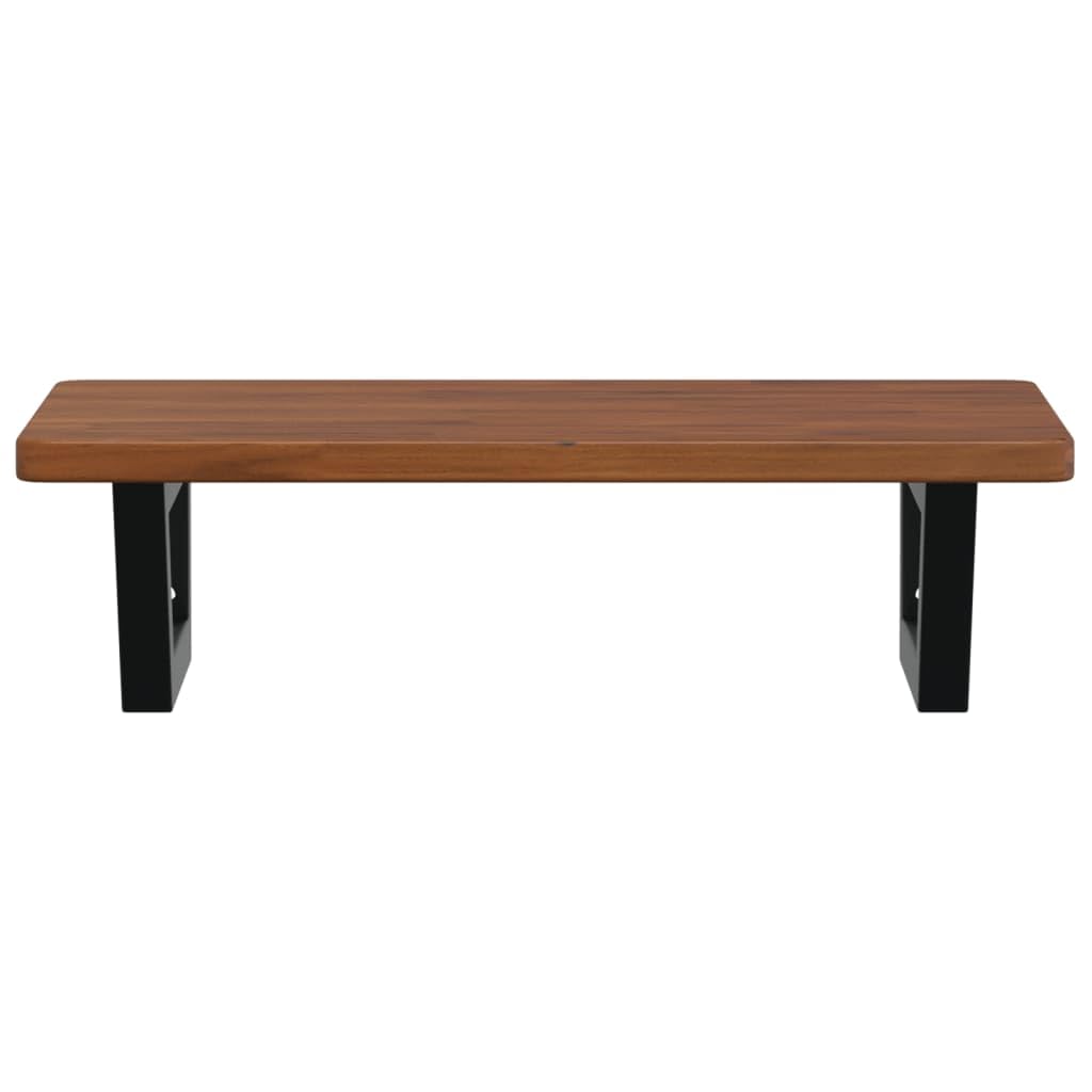 Blat umywalki z litego drewna dębowego ze stalowym uchwytem, 60 x 40 x 2,5 cm, trapezowy, obciążenie do 100 kg, zajmuje mało miejsca do łazienki, umywalki, szafki łazienkowej, półki, miejsca