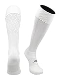 TCK Soccer Socks Premier Breathable Fold Down (White, Medium)