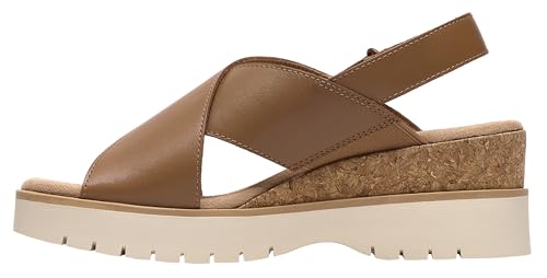 Clarks Clarks Women's Diaz Cross Wedge Sandal, Tan Leather, 7
