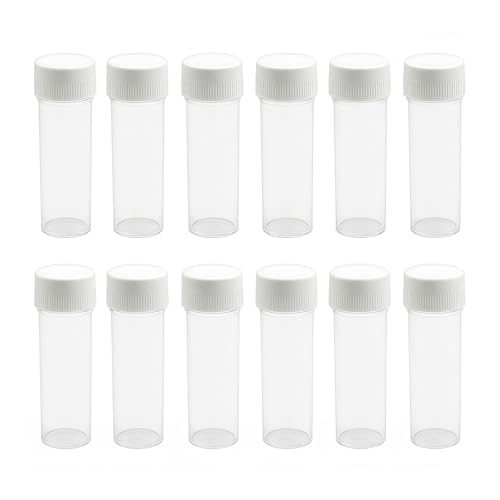 Tubes à essai en plastique 25 ml avec bouchon à vis étanche | Lot de 12 flacons vides