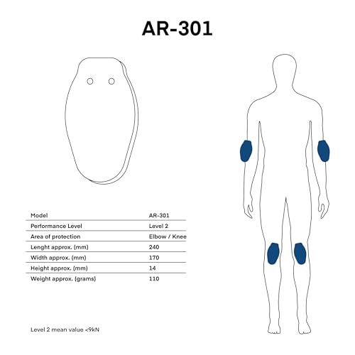 OZONE MOTO Armanox 301 Knie und Ellbogenprotektoren für Motorradbekleidung | Zwei im Set | Schutz der Stufe 2 | Taschen für Protektoren in Motorradbekleidung sind Erforderlich
