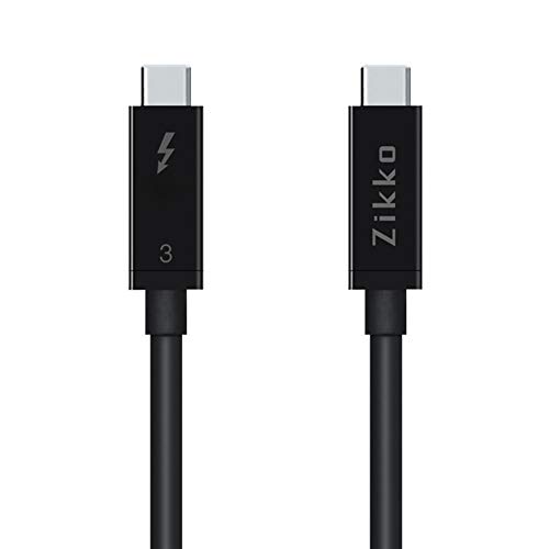 Zikko Thunderbolt 3 Cable (Intel Certified 40Gbps 100W 5A 20V) USB C to USB C Data Transfer for Docks, Display, Storage, Compatible with MacBook, HP, Dell, Chromebook 1.6ft (0.5 Meters)