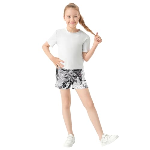 Girls Shorts Astronaut Space Black White Print Athletic Comfy Pajama Youth Summer Shorts Kids Teens Clothes, X-Small2