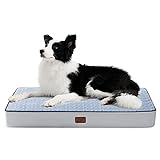 Bedsure Large Orthopedic Dog Bed for Large Dogs - Big Memory Foam Dog Beds, 2-Layer Thick Pet Bed with Removable Washable Cover and Waterproof Lining (36x27x3.5 Inches), Light Blue