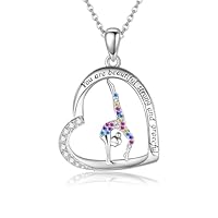 HUKKUN Gymnastics Necklace Sterling Silver Gymnast Heart Pendant for Daughter Inspiration Jewelry for Gymnast