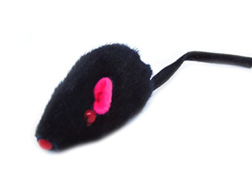 Real Rabbit Fur Rattle Mouse Cat Toy 5 Pack Black #TOP1