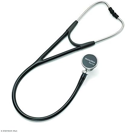 Welch Allyn for Students Harvey DLX Adult Cardiology Stethoscope, Black; 5079-325; Double-Head Chestpiece (Diaphragm and Bell), Dual Lumen Tubing; 28 in.