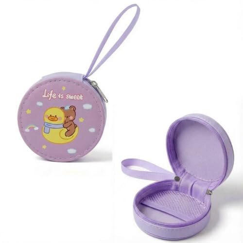 Image of FunBlast Round Coin Pouch for Kids - Cute Cartoon Design Mini Purse, Multipurpose Coins Pouch, Small Zipper Wallet for Kids & Girls, Kawaii Coin Bag (PurpleRandom)