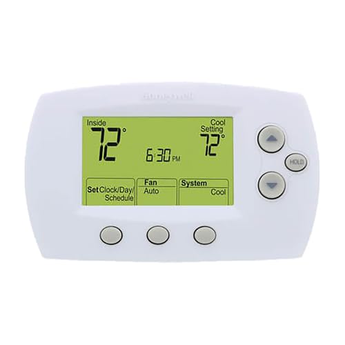 ClimaTek Honeywell FocusPro 6000 Thermostat display showing inside temperature, cool setting, time, and system/fan modes.