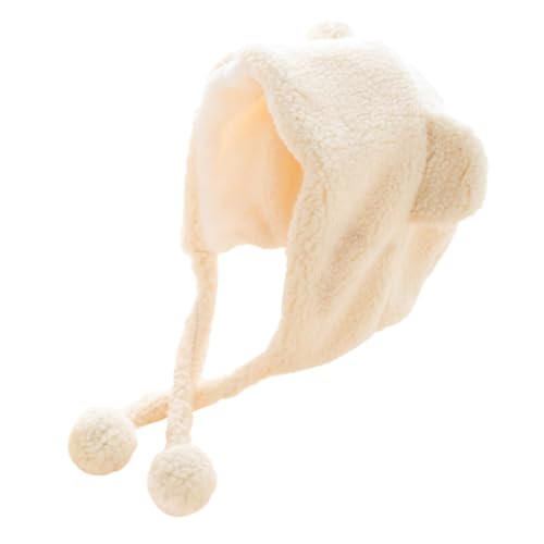 Cute Winter Hat for Women Thicken Warm Fleece Ear Protection Fluffy Cap for Cold Days White