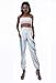 Zaxicht Womens Metallic Shiny Jogger Pants, Casual High Waisted Harem Pant Holographic Color Hip Hop Trousers Streetwear (Metallic-Silver, M)