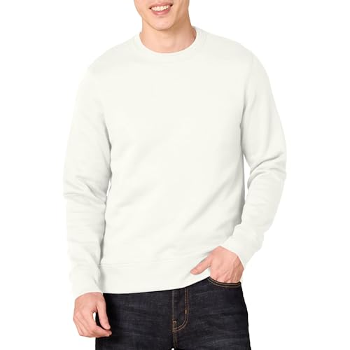 Amazon Essentials Mens Crewneck Fleece Sweatshirt with Ribbing (Available in Big & Tall) Off-white Medium