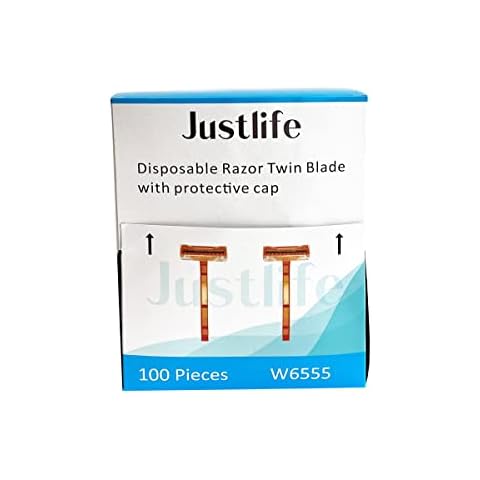 Justlife Disposable Razor Twin Blade with Protective Cap Box of 100 Cover