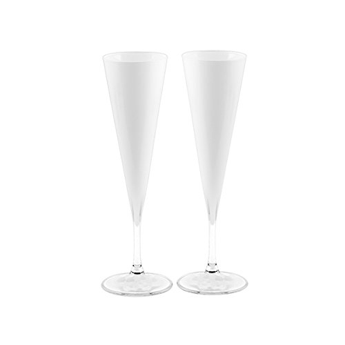 H&H 44305 44305 V-Line Flûte 2 Calici Vetro, Bianco, Rosso, 2 unità