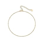 PAVOI 14K-18K Gold Plated Charm Link Flat Gold Anklets for Women | Beaded Marina Link Mariner Paperclip Snake Chain Jewelry Anklets