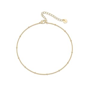 PAVOI 14K-18K Gold Plated Charm Link Flat Gold Anklets for Women | Beaded Marina Link Mariner Paperclip Snake Chain Jewelry Anklets