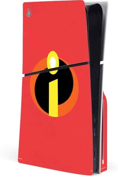 Skinit Calcomanía para juegos compatible con consola delgada de PS5, diseño oficial del logotipo principal de Disney The Incredibles