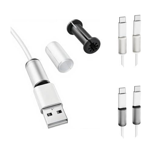 4-Pack Cable Protectors for Apple/Android Original Charging Cables Soft Silicone Non-Slip Wire Saver for iPhone Lightning & Type-C Cord Ends (Easy Setup Black&White)