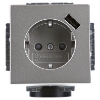 Busch-Jaeger Schuko USB-Steckdose Pur Edelstahl, 20EUCBUSB-866