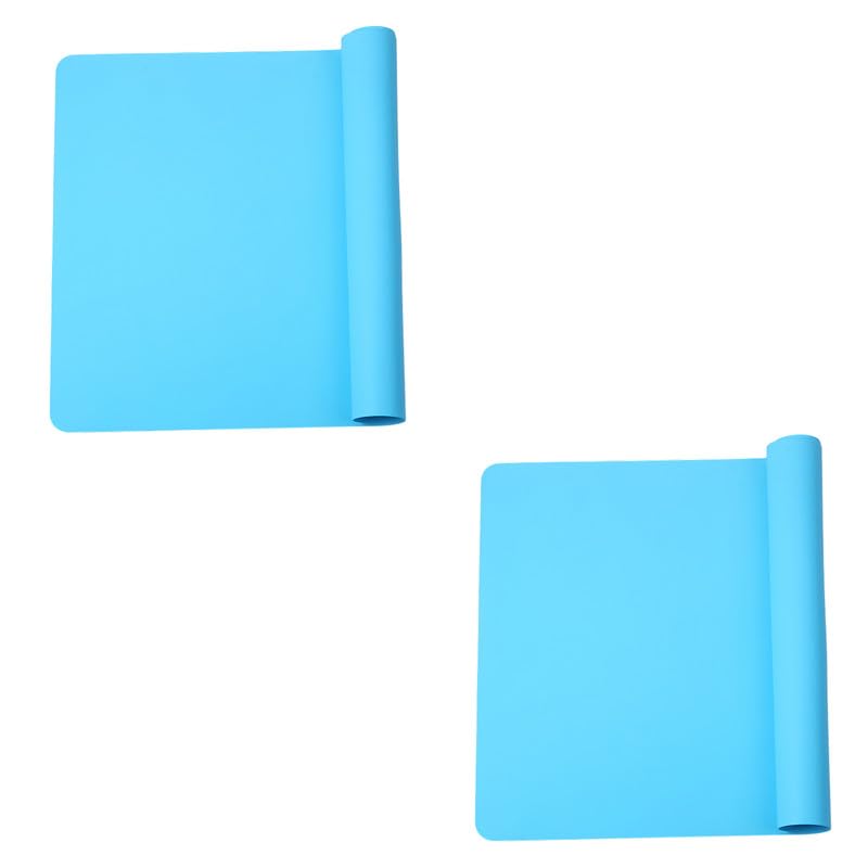 2PCS Silicone Dinner Mat Sky Blue Non-slip Silicone Placemats Heat Resistant Kitchen Table Mat,400MM*300MM*0.75MM