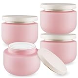 4 Pcs 250g/8.3oz Plastic Cream Jars Sample Containers Wide Mouth Leak Proof Cosmetic Bottles with Lids for Lotion Make Up DIY Making Beauty Products - Pink