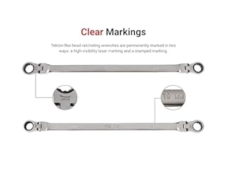 TEKTON Long Flex Head 12-Point Ratcheting Box End Wrench Set, 7-Piece (6-19 mm) | WRB96001