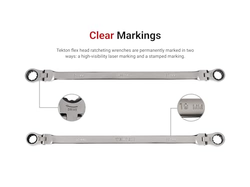 Image of TEKTON 1 /4 x 5 /16 Inch Long Flex Head Ratcheting Box End Wrench | WRB36306
