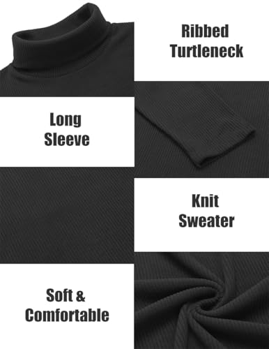 Men's Loose Solid Color Turtleneck Sweater Men's Ribbed Turtleneck Slim Fit Pullover Thermal High Neck Casual Knitted Tops4