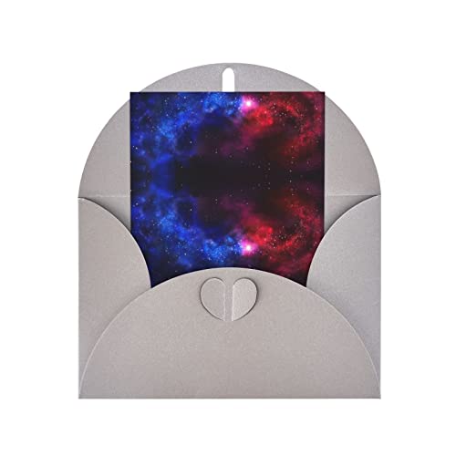 Cartes de vœux galaxie rouge bleue en papier nacré 10x15 cm pour toutes occasions