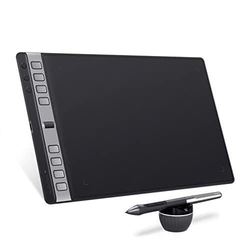 HUION Inspiroy 2 Large Drawing Tablet|Scroll Wheel |3-Set 8 Customized Keys| Battery- Free Stylus for Digital Art, Design, Sketch|10x6inch Graphics Tablet| Works with Mac, PC & Mobile|Black