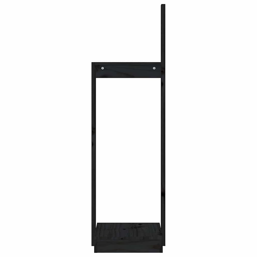 Home strumenti-Portalegna Nero 33.5x30x110 cm Legno Massello Pino