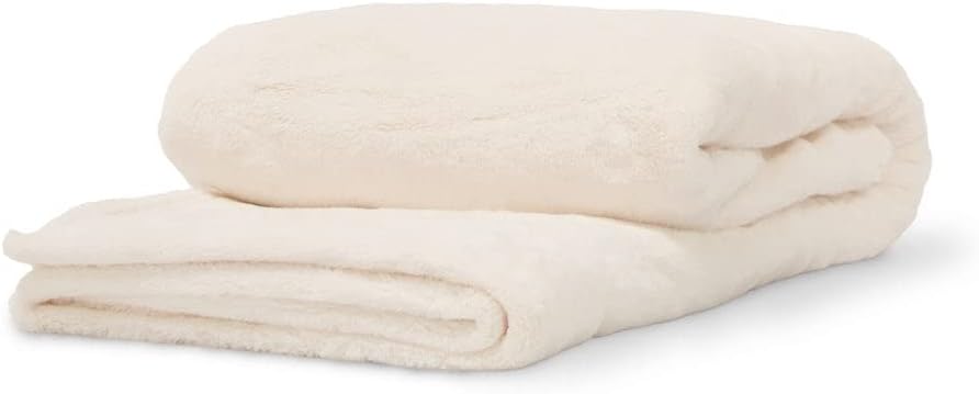 Ultra-Plush Ivory Machine Washable Throw Blanket