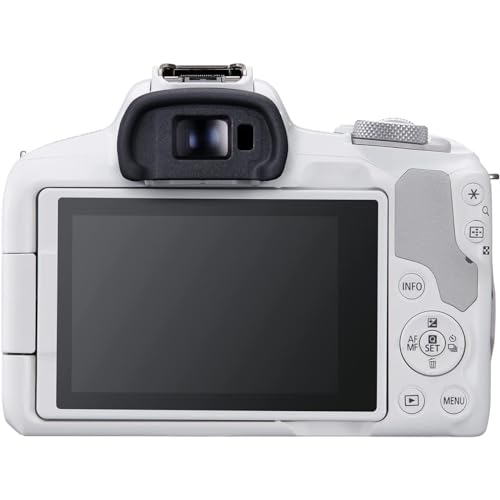 Image of Canon EOS R50 Mirrorless APS-C Interchangeable Lens Camera | Official Canon USA Partner Model | Body White 5812C002 Bundle with Deco Gear Photography Bag + Microphone + Tripod + Photography Guidebook