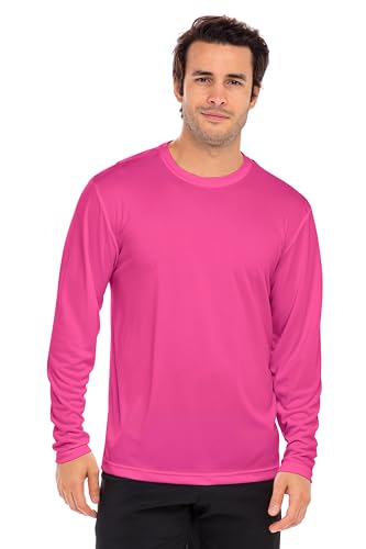 Men's Long Sleeve Moisture Wicking Athletic Shirts, Dry Fit Long Sleeve UV Protection Shirts Men for Workout, Running, Hiking Pink - Thumbnail 2