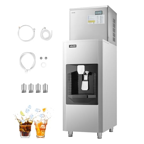 Image of VEVOR Commercial Ice Maker, 450 Lbs /Day Ice-Making Machine, 180 Lbs Large Storage Bin with 20 Lbs /Min Automatic Ice-Dispensing, Self-Cleaning Ice Machine with Touchscreen for Bar, Cafe, Restaurant