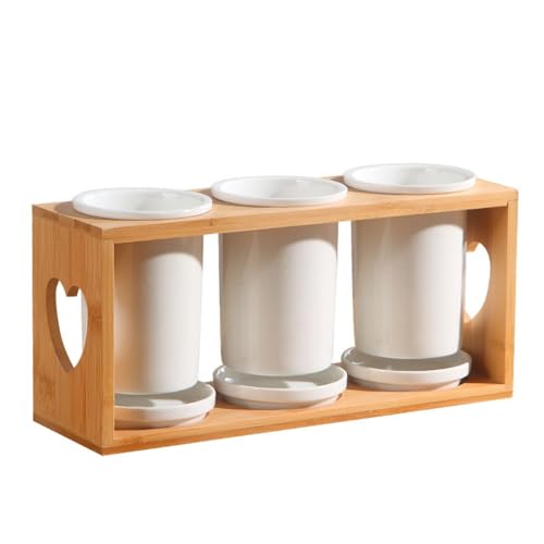 FOKE 箸立て 水切り 箸スタンドカトラリースタンド おしゃれ 北欧風 卓上キッチン食器収納 カトラリーホルダー キッチンダイニングテーブルツール スプーン/箸立て 木製 (ホワイト,3点セット)