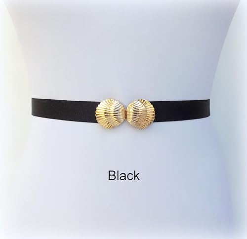 Gold Elastic Waist Belt with Gold Seashells Clasp3