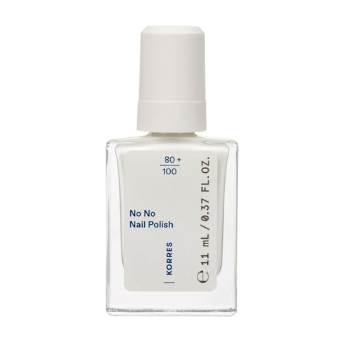 KORRES No No Nail Polish 02 Milky White: esmalte de uñas vegano sin 10 ingredientes nocivos, con efecto gel, alta cobertura y brillo intenso, resistente a las grietas, 11 ml