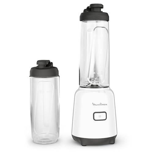 Moulinex Mix & Move, Mini blender, 2 bouteilles à emporter, Design compact, Lames amovibles faciles à nettoyer, 300 W, LM15F1F0
