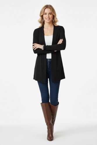 Image of ToBeInStyle Womens Open Front Long Sleeve Lightweight Asymmetrical Draped Cardigan with Side Pockets
