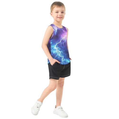 Boys Tank Top Shirts 3D Abstract Graphic Blue Red Print Sleeveless T-Shirts Crew Neck for Kids Clothing Children4