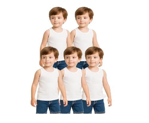 Image of GMR Boys Cotton White Vest Sleeveless Pack of 5